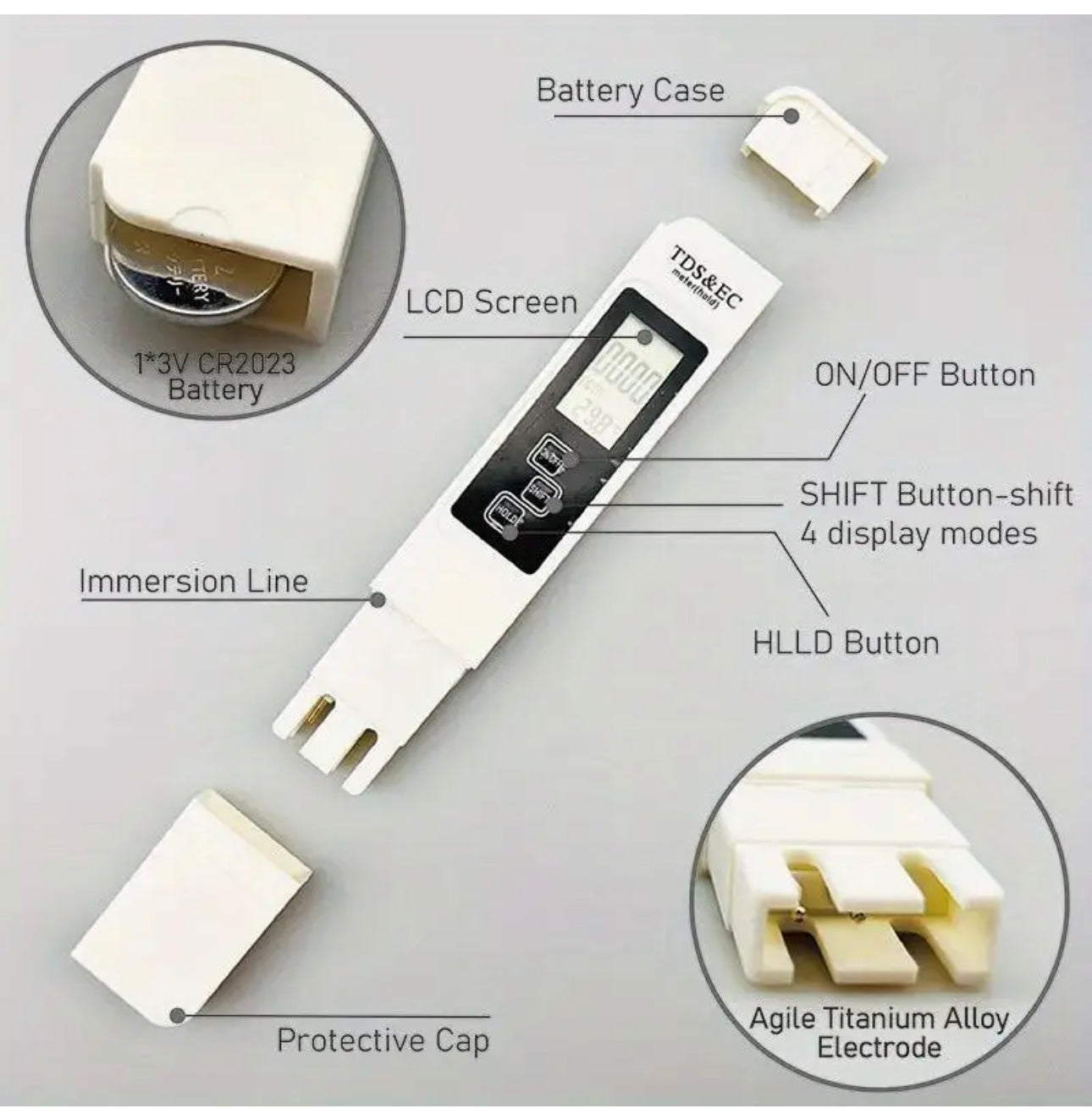 1pc White Digital Water Quality Tester