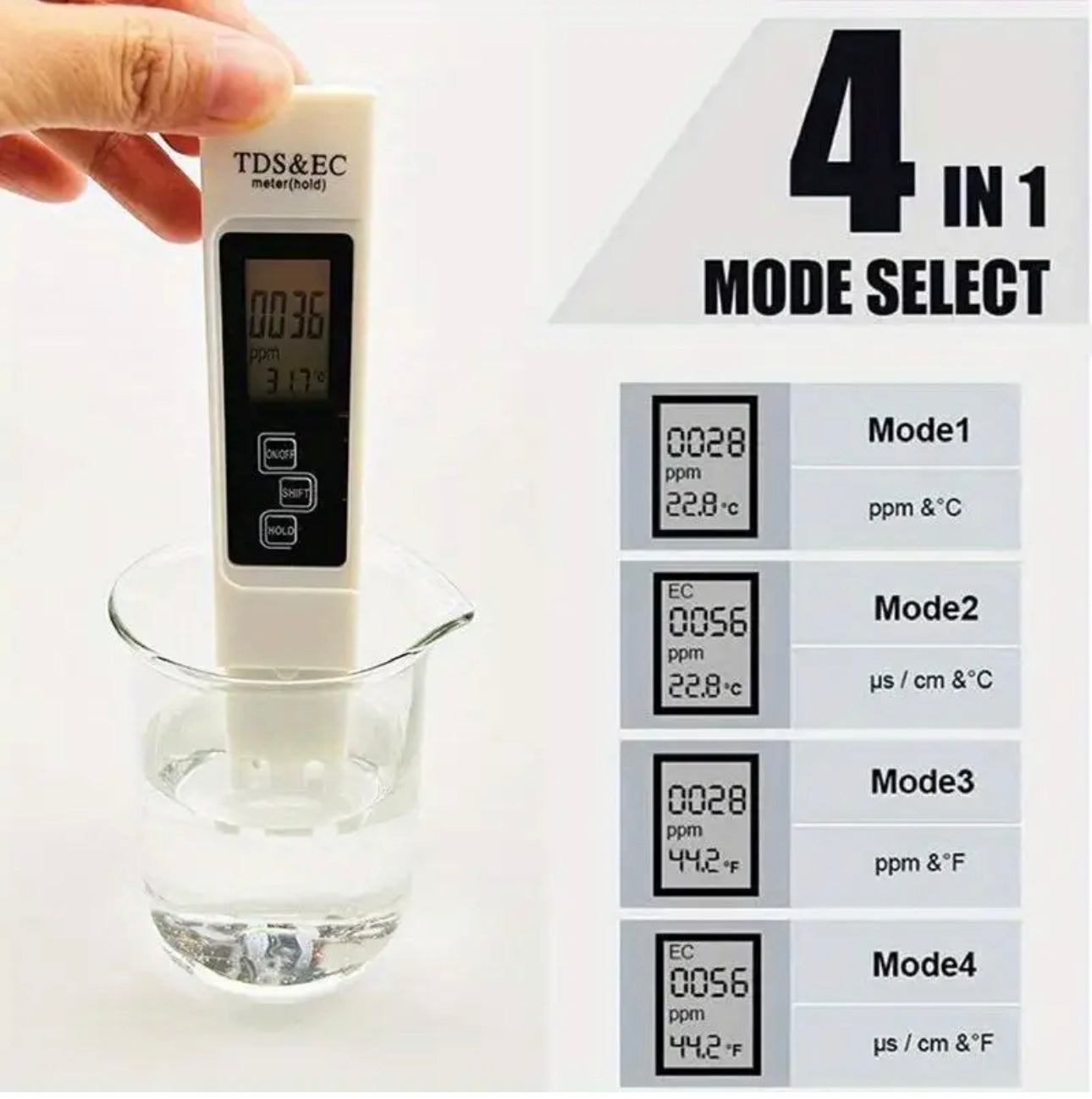 1pc White Digital Water Quality Tester